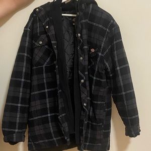 DICKIES’ Fleece Hooded Flannel Shirt Jacket